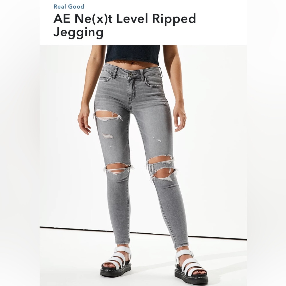 AE Ne(x)t Level Ripped Jegging - Grey Size 0 / Short